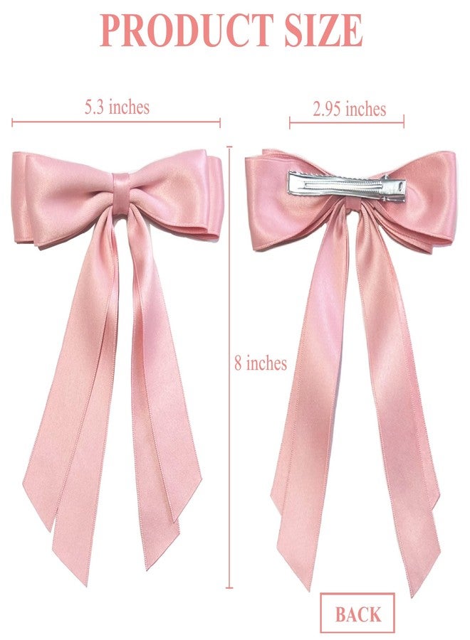Tobeffect Hair Bows for Women Valentine's Day Bow Clips Cute Ribbons Girls Ribbon Bows BowKnot Barrettes Tassel Bow Clips Fashion Valentine Hair Accessories for Women, Pink & Beige - Image 4